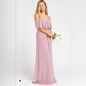 Show me your Mumu-Caitlin Ruffle Maxi Dress- soft pink- Size Medium